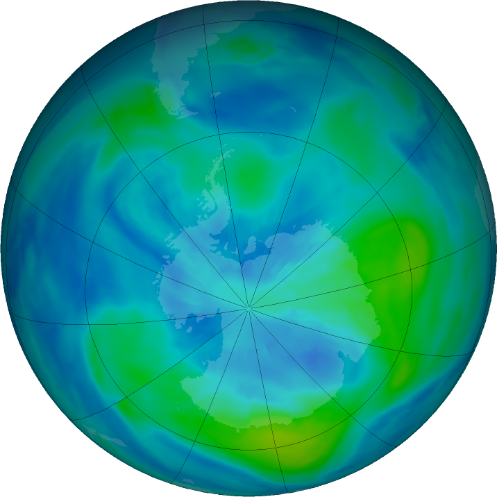 Antarctic ozone map for 26 March 2022